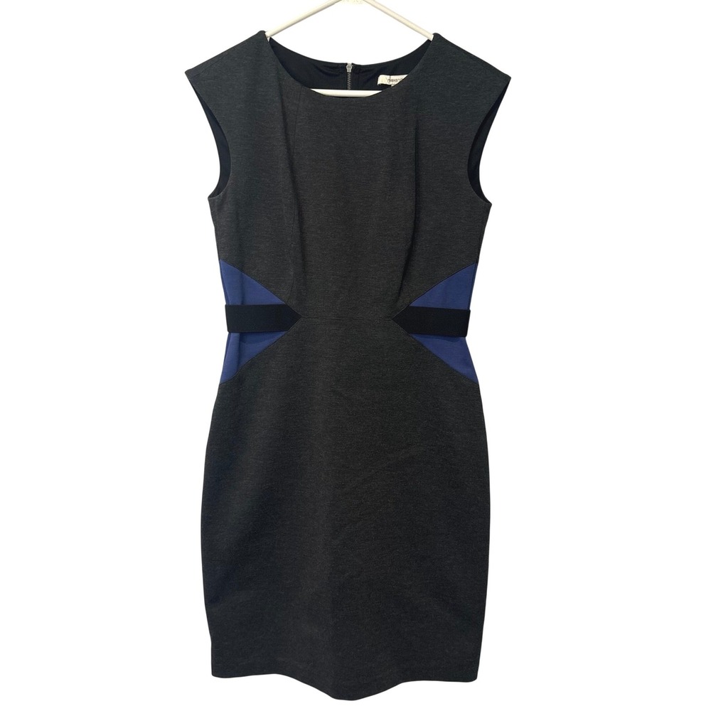 Max and Cleo Angelina Colorblock Sheath Dress Grey Blue Size 8 Office Chic